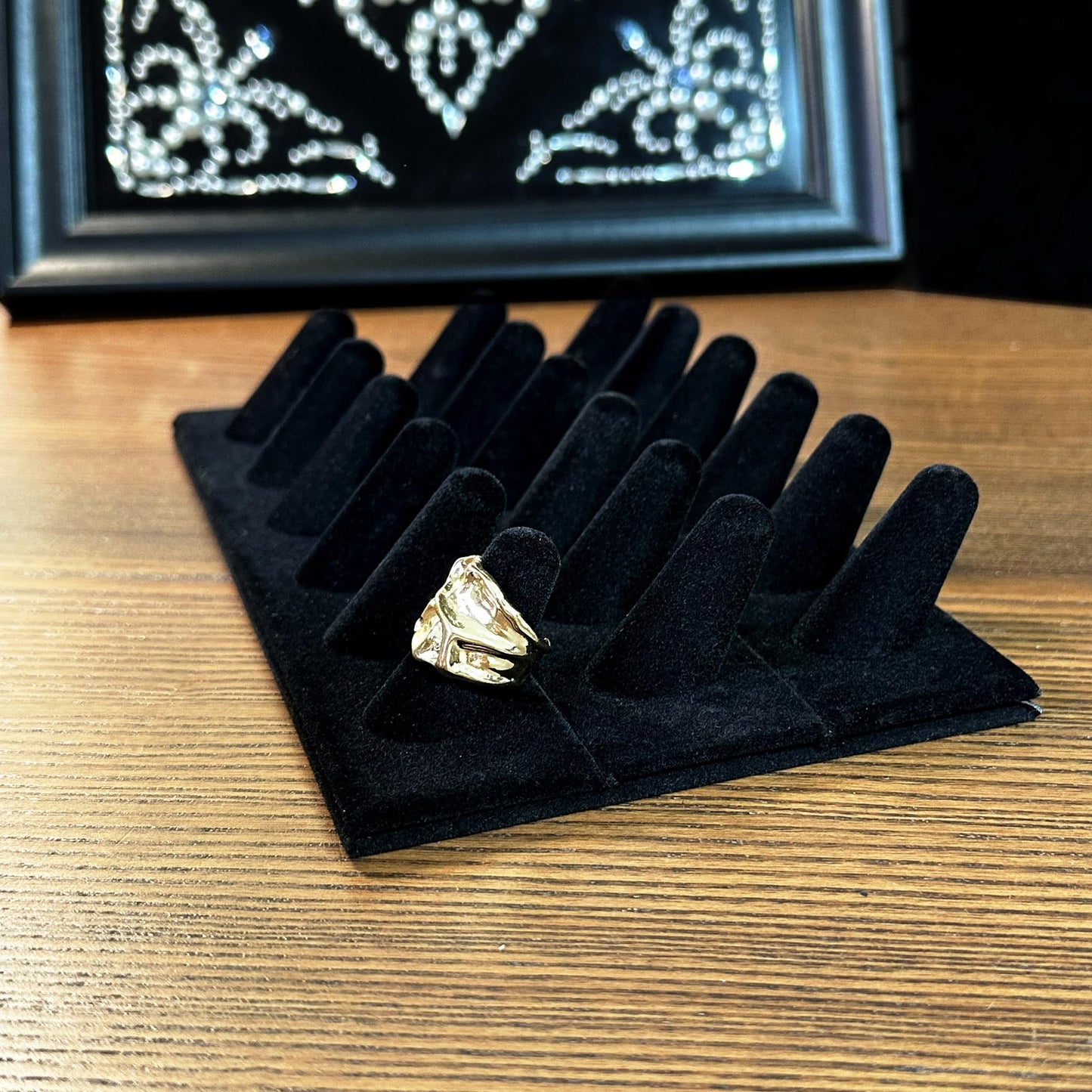 Codant Ring Display Stand, Black Velvet Ring Holder Stand, Jewelry Display for Selling, Ring Organizer for Girls Dresser, 18 Slots