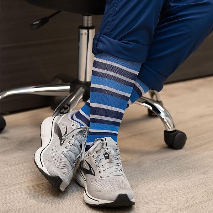 Medical Grade Compression Socks for Men & Women 15-20 mmHg by OrthoSleeve (Blue Argyle, Small)