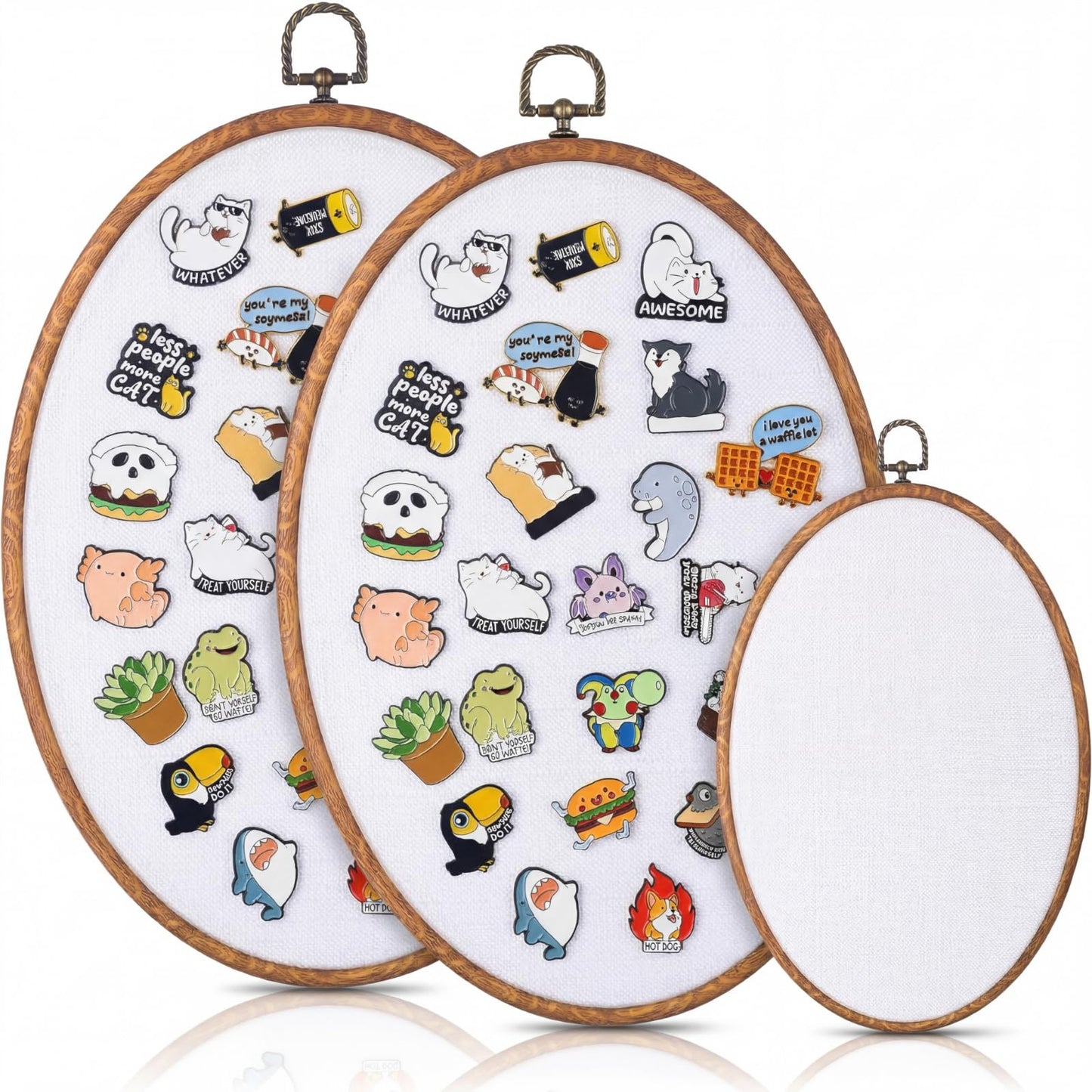 Yalikop Pin Display Board Fabric Enamel Pin Boards Wall Hanging Brooch Earrings Necklace Jewelry Holder Organizer Display Storage Back to School Gift for Home Summer Holiday(White,11.4" X 8.6",2)