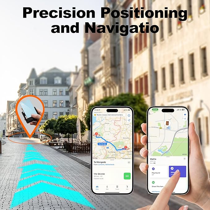 [Apple MFi Certified] Wallet Tracker Card with Apple Find My (iOS Only) Rechargeable Air Tracker Tags Bluetooth Wallet Finder IP68 Waterproof GPS Tracker Item Finder for Keys, Bags, Passport Blue