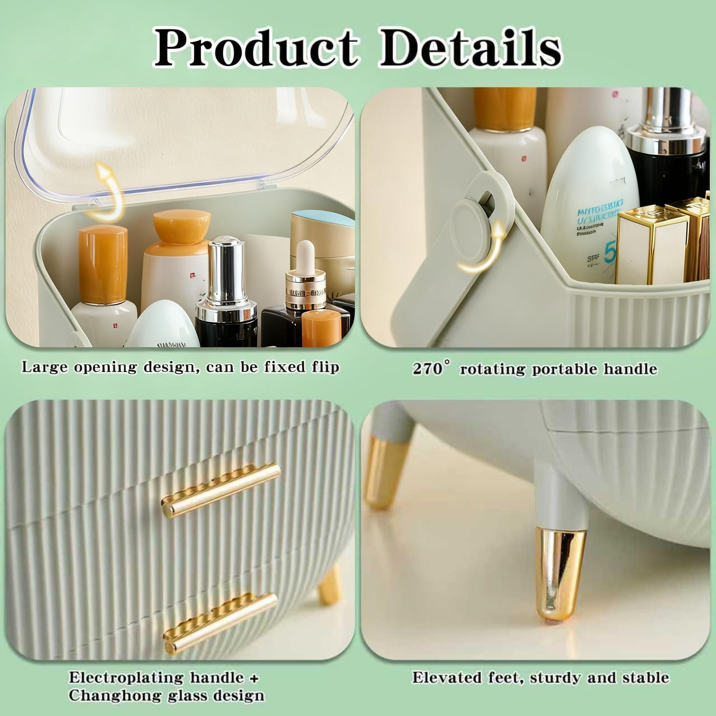 GLTAYLMY Makeup Organizer for Vanity, Cosmetics Skincare Organizers with Lid and Drawers, Cosmetic Display Cases for Countertop Bathroom Dresser, Ideal Gifts for Brush Lipstick Perfume Jewellry
