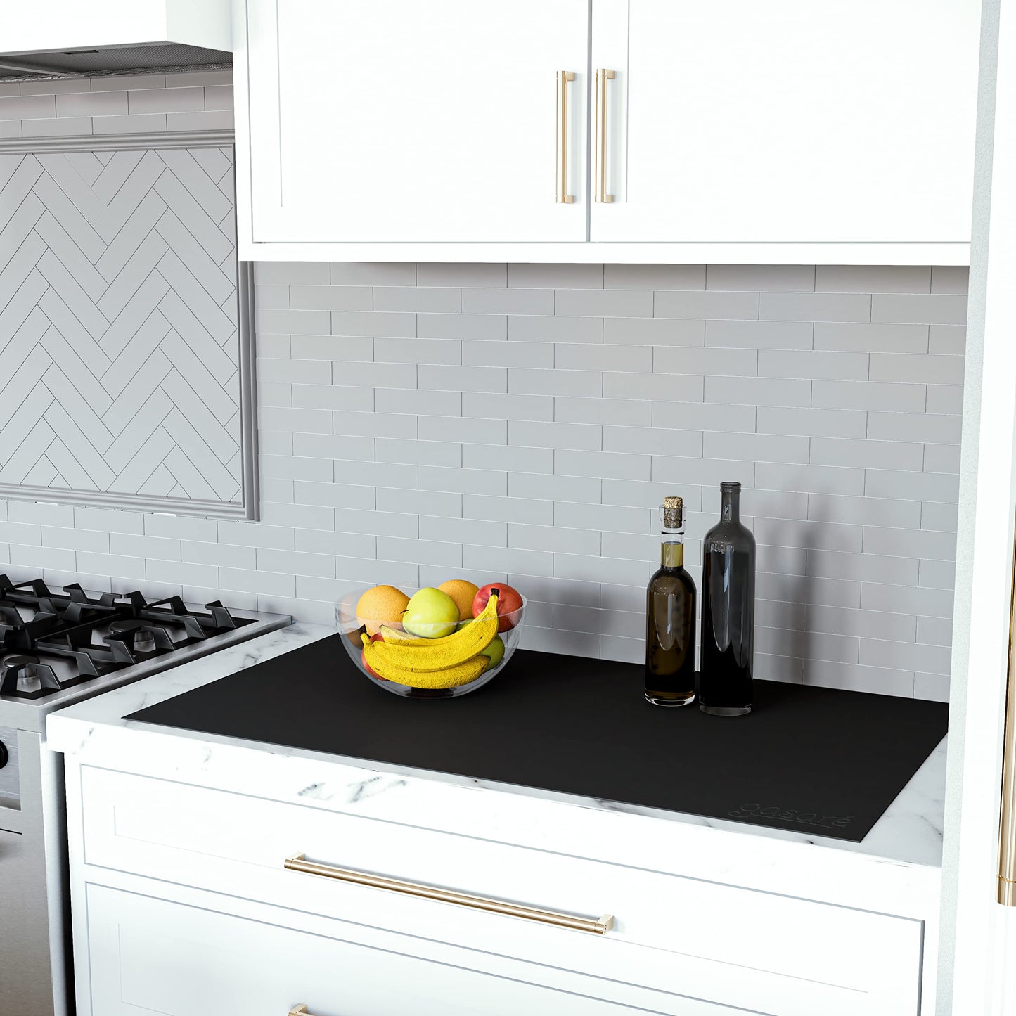 GASARE, Extra Large, Thick, Silicone Mat for Kitchen Counter, Heat Resistant Mat, Countertop Protector, Non-Slip, Easy to Clean, Cuttable, 40 x 23.5 Inches, Black
