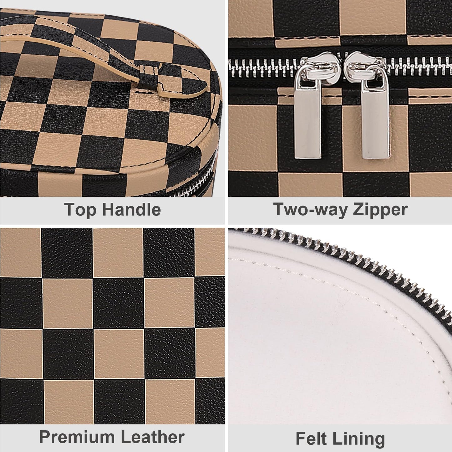 YFGBCX Checkered Makeup Bag Vanity Case with Divider Travel Toiletry Bag Women Cosmetic Bag Makeup Organizer Case