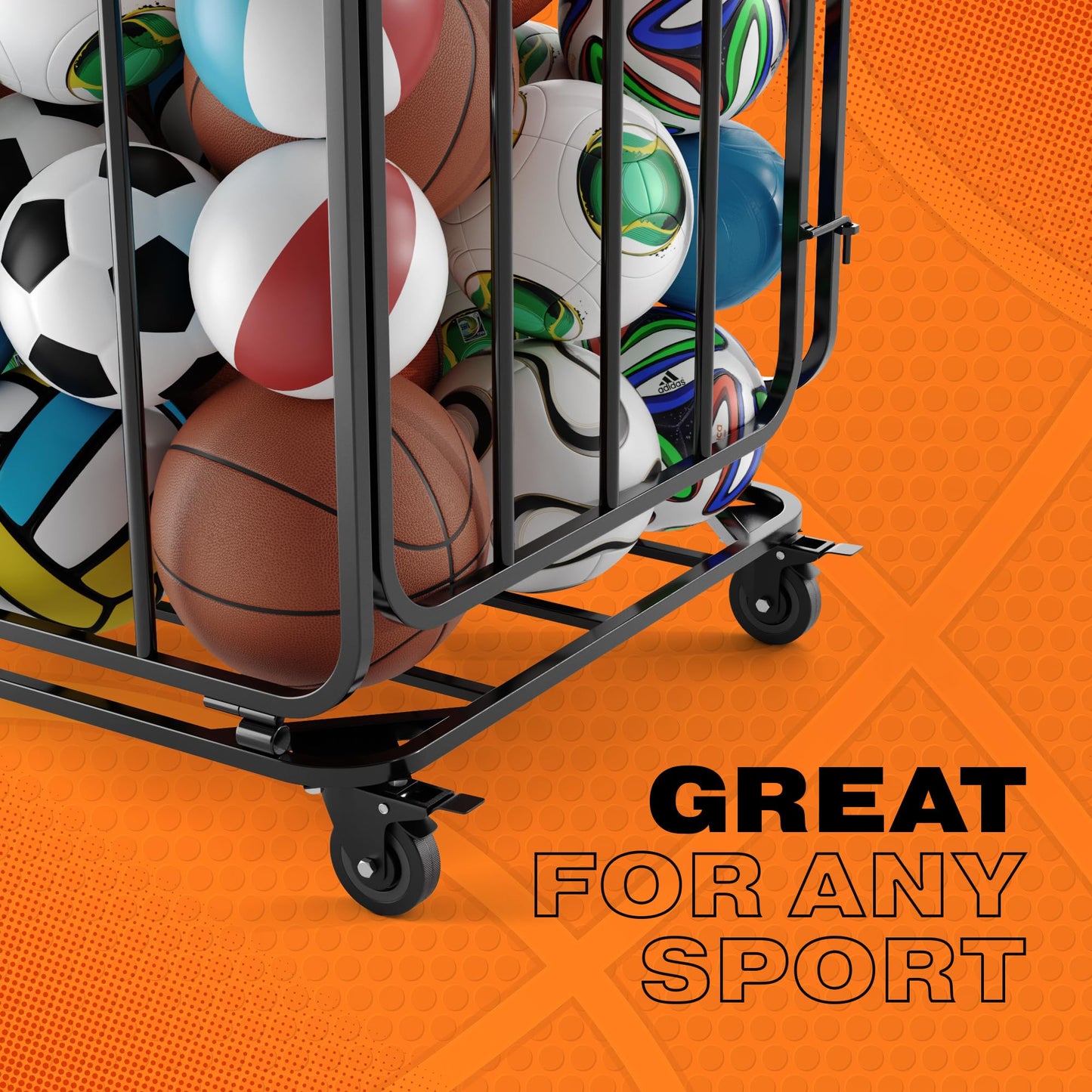 Houseables Sports Ball Storage & Display Solutions – Basketball, Football, Soccer & Volleyball Organizer, Ball Holder, Display Stand, Rolling Storage Cart for Home, Gym & School