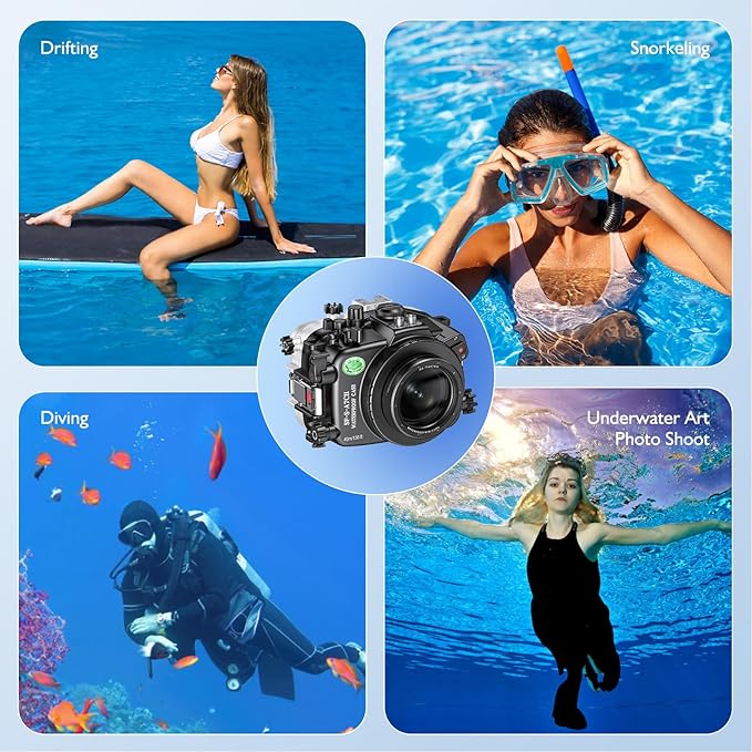 Sea frogs Underwater Camera Case Compatible with Sony A7C-II for FE 28-70mm F3.5-5.6 OSS IPX8 40m/130ft Maximum Diving Depth A7C-2 Waterproof Camera Housing for Diving, Surfing, Rowing A7C II