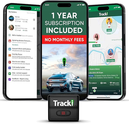 Tracki GPS Tracker for Vehicles, Car, Kids. Subscription Needed. US-Made Tech. 4G LTE GPS Tracking Device. Unlimited Distance, US & Worldwide. Small (Tracker) (Tracker 1 Year Subscription Incl.)