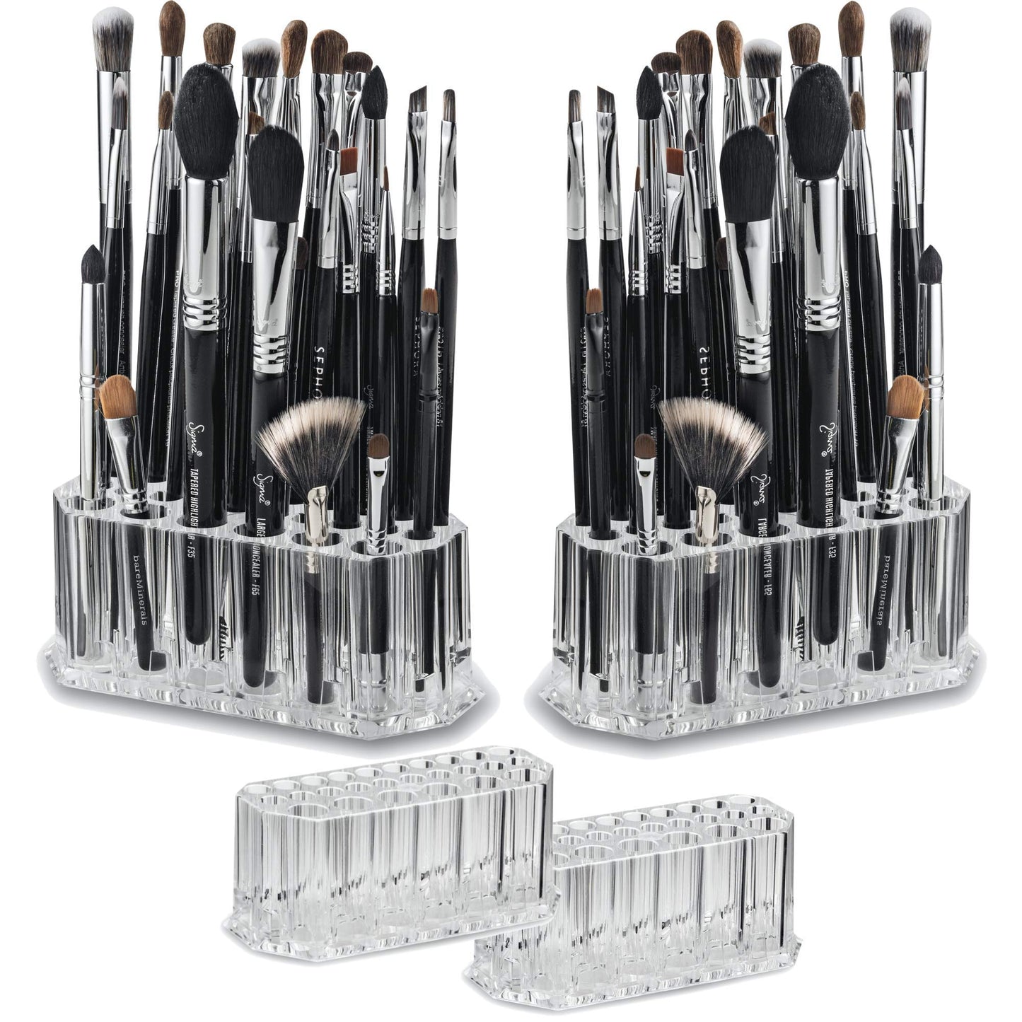BY ALEGORY Acrylic Makeup Brush Organizer Slim Handle Storage Holder 26 Space Organization Cosmetic Storage Display Case Refillable Container (2)