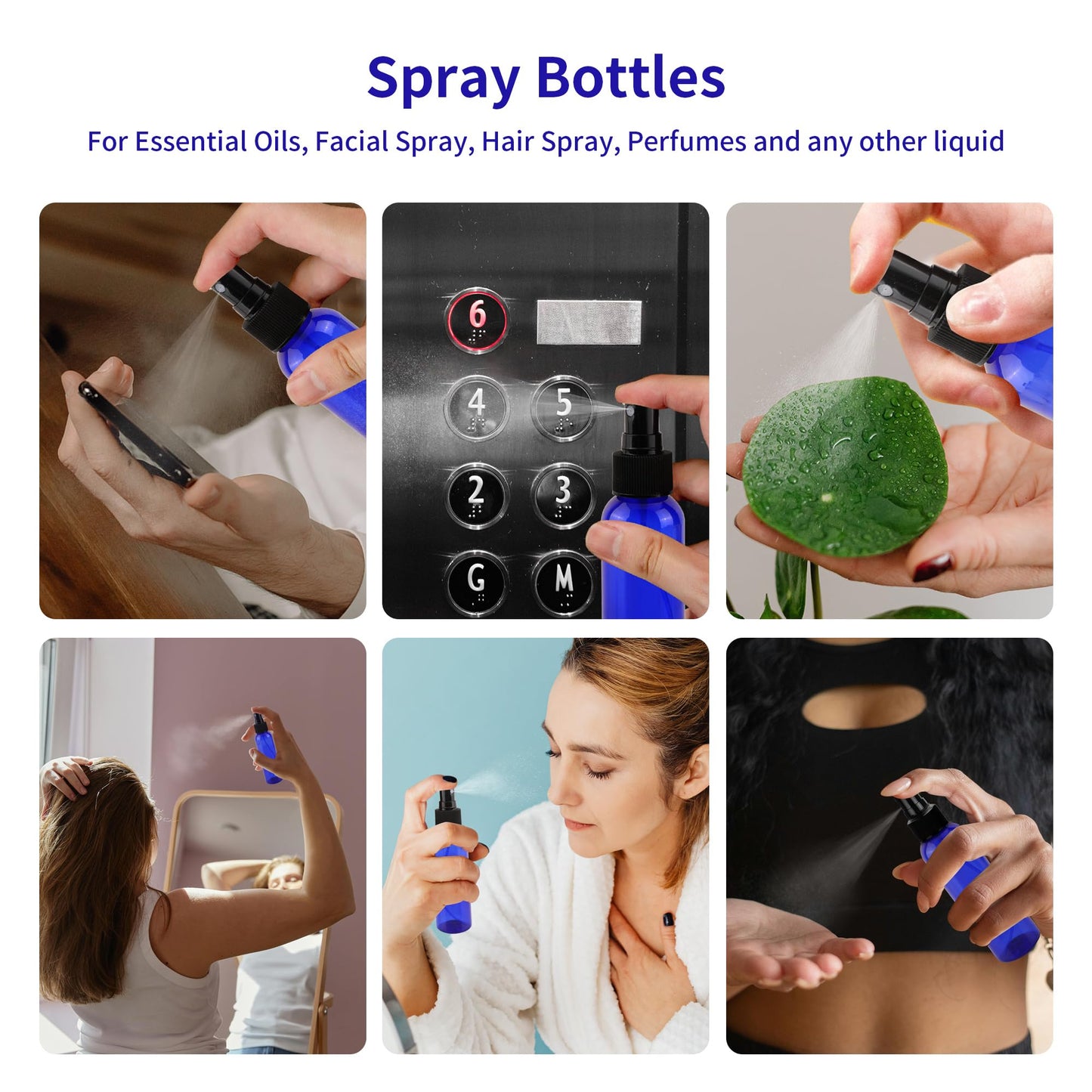 YEUIKERR 36 Pack Blue Plastic Spray Bottles 8 oz Small Spray Bottle Fine Mist Cleaning Spray Bottles, 8 oz Empty Sprays Bottle Bulk for Travel, Essential Oils, Cleaning