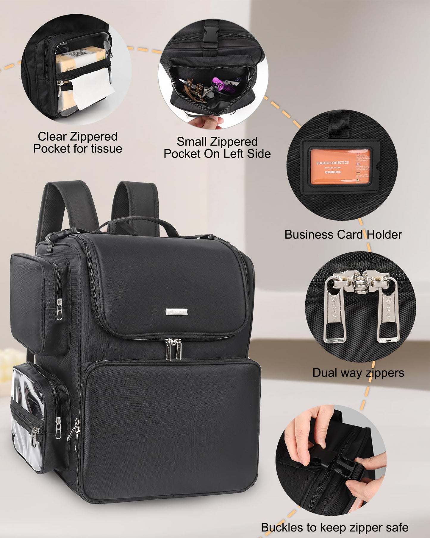 Relavel Hair Tools Travel Bag with Clear Makeup Bag, Hair Stylist BarberBag on Wheels Hairdresser Cosmetology Bag Case with Four 360 Degree Spinner Wheels, Heat Insulation Full Layer for Curling Iron