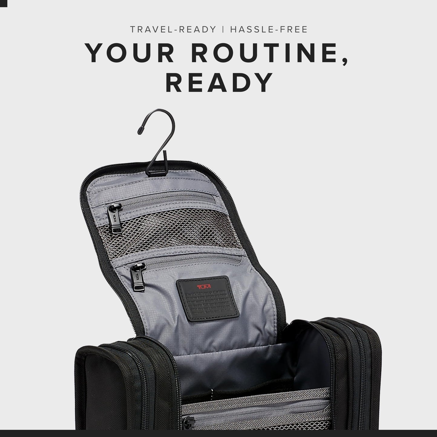 TUMI - Alpha Hanging Travel Kit - Toiletries and Cosmetics Organizer - Travel Essentials Bag with Hooks & Pockets - Black