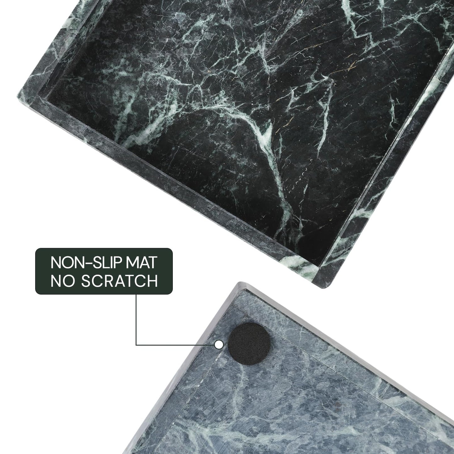 Koville Natural Marble Tray, Coffee Table Vanity/Decorative Tray for Jewerly, Watch, Perfume Candle Storage for Bedroom/Bathroom/Kitchen Countertop