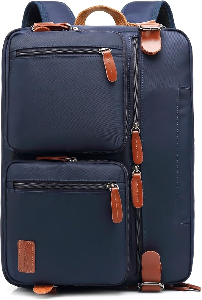 CoolBELL Convertible Backpack Messenger Bag Shoulder Bag Laptop Case Handbag Business Briefcase Multi-Functional Travel Rucksack Fits 17.3 Inch Laptop for Men/Women (Blue)
