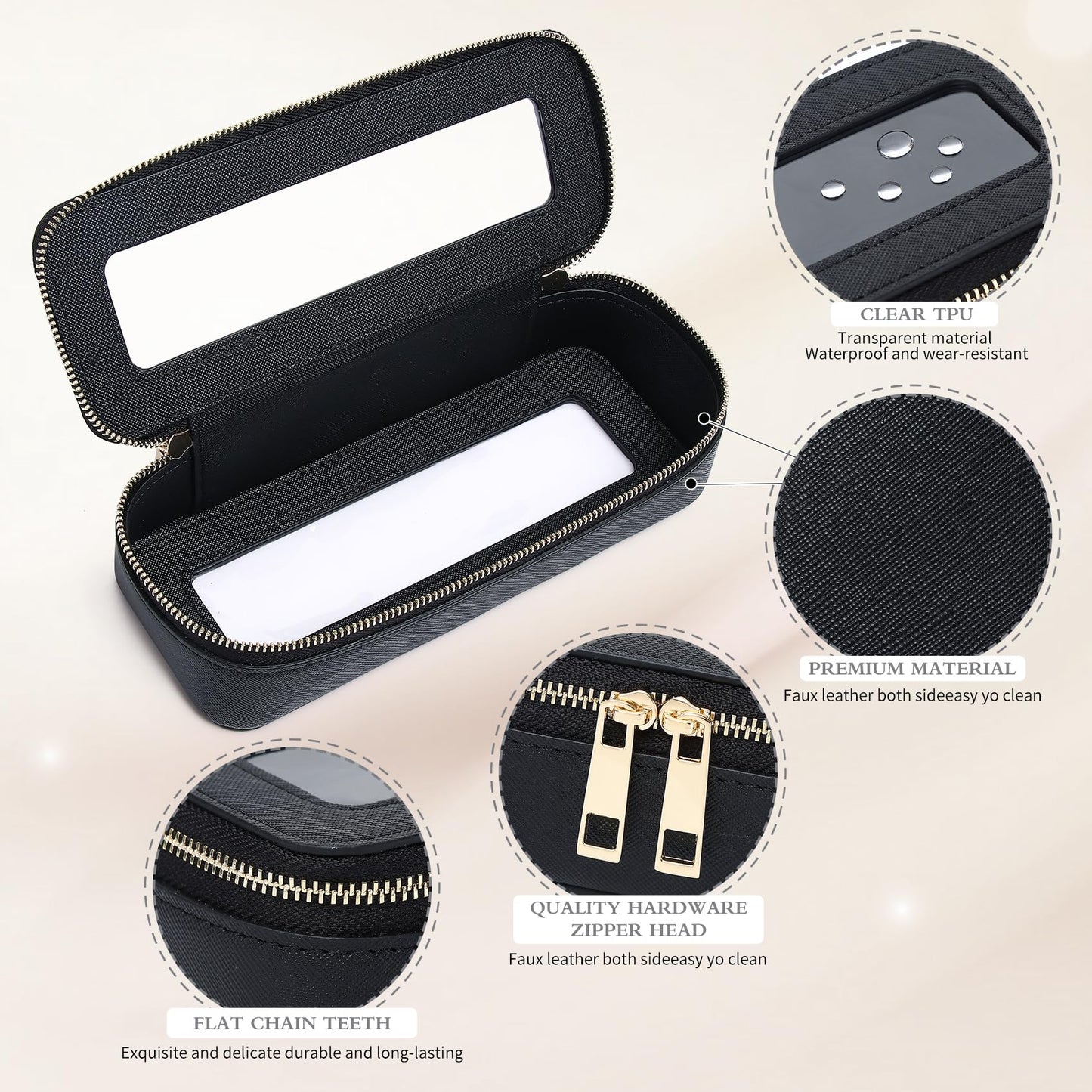 Pinkmik Makeup Brush Case, Black, SLIM