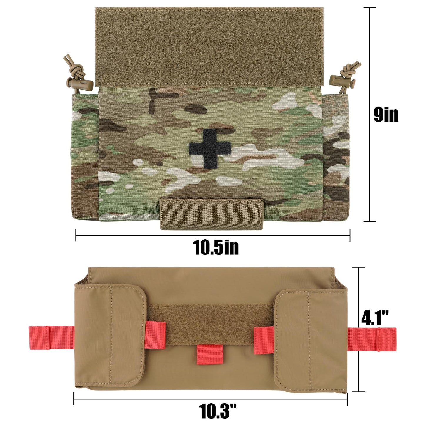PETAC GEAR Tactical First Aid Drop Dump Pouch, Micro Medical Trauma Roll Up Drop Pouch EMT IFAK Sub Abdominal Carrying Bag with Hook-N-Loop (MC)