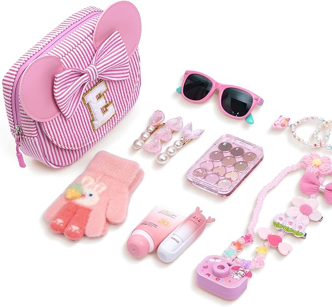 Christmas Gifts for Grandkids Girls Daughter | Birthday Gifts for 3 4 5 6 7 8 9 10 11 12 13 Year Old Girls | Initial Fanny Pack Crossbody Bag Belt Bag Purse | Stocking Stuffers for Girl Pink L