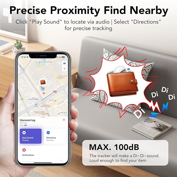 QCOQ® Tags-16 Pack White - Bluetooth 5.3 Tracker Tags Work with Apple Find My (iOS Only), Smart Tags with Protective Case/Keychain/Lanyard, Item Finder for Luggage, Key, Suitcase, Up to 100dB