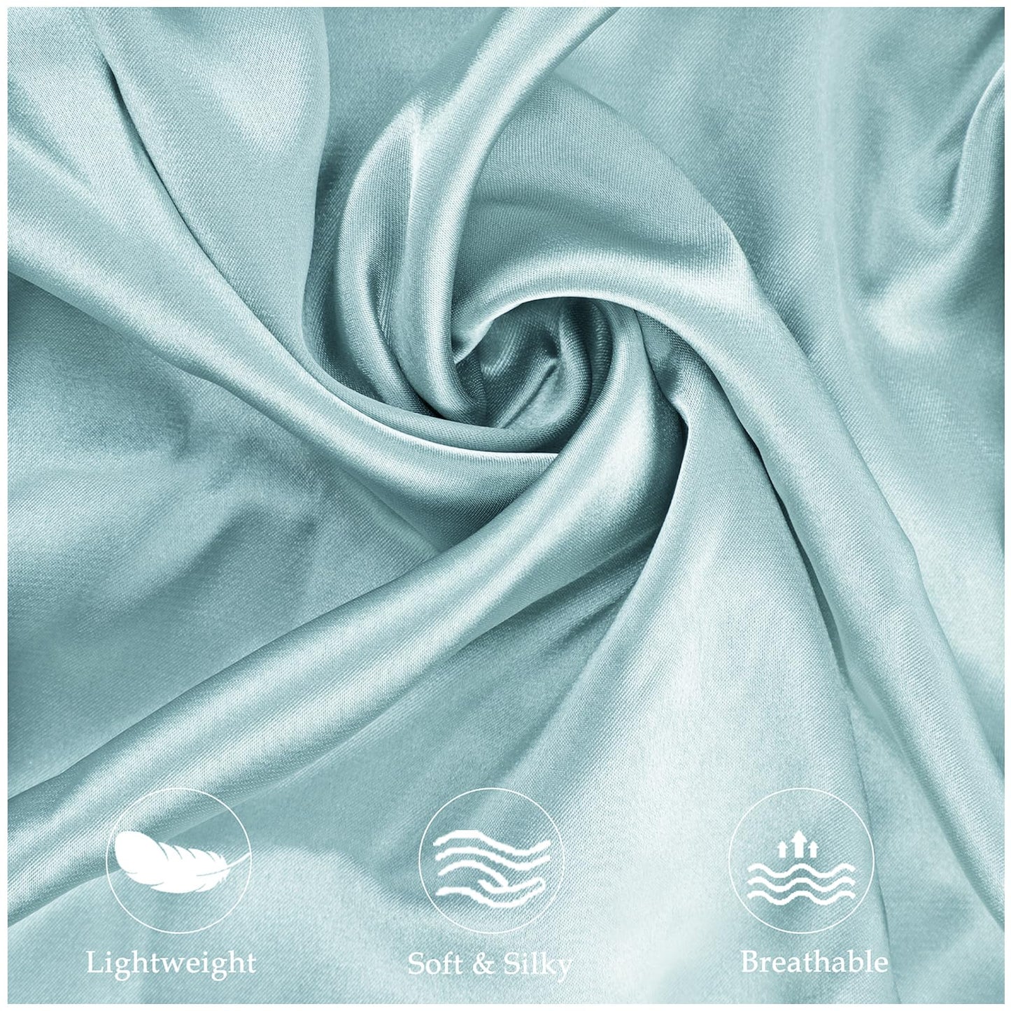 Satin Pillowcase for Cervical Pillow, Ergonomic Case, Smooth & Silky Soft Sleeping Pillowcase, Light Blue Pillow Cover with Zipper
