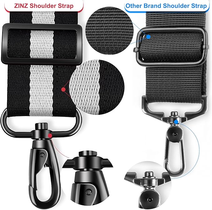 ZINZ 60" Universal Bag Strap with Ultra-Thick Fixed Breathable Pad Adjustable Heavy-Duty Shoulder Strap for Laptop Bag Crossbody Luggage Gym Bag Camera Bag and More -TW01B03