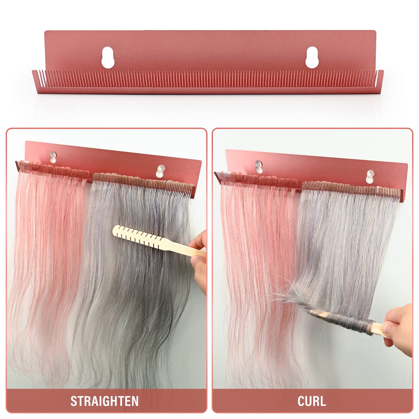 EHDIS Hair Extension Holder for Styling Hair Stands Stainless Steel Hair Extension Display Hair Hanger Tool for Washing, Coloring and Blow-Drying of Weft, Clip-In, Tape-In Extensions (Rose Gold)