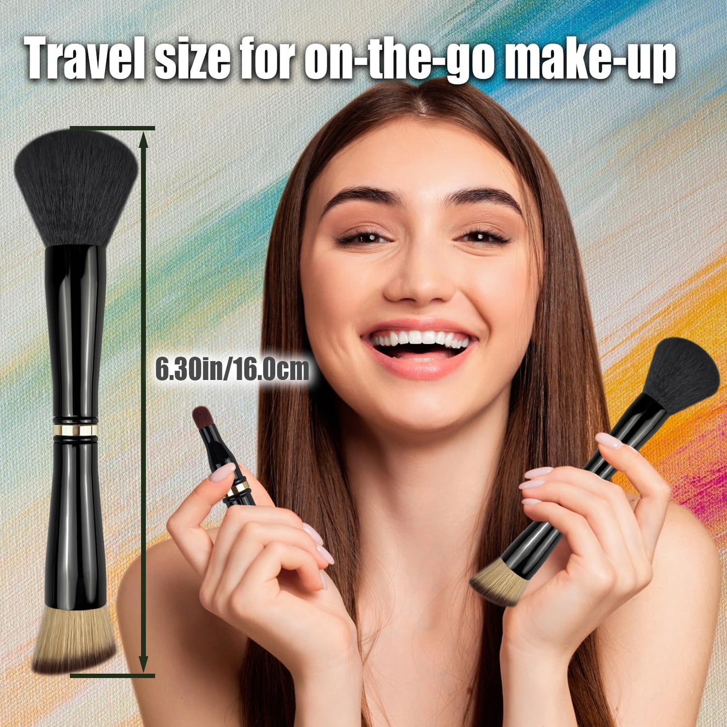 Zylsnice 4 in 1 Makeup Brush, Travel Makeup Brush Set with Case, Mini Makeup Brushes, Powder Foundation Brush, Concealer Brush, Eyeshadow Brush, Dual Ended Makeup Brush for Liquid,Cream, Powder