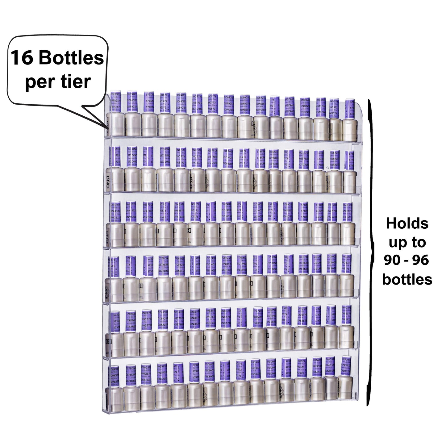 AMT Acrylic Nail Polish Racks for the Wall, Clear Nail Polish Display, Essential Oils Organizer. Holds up to 96 Bottles. Plus a Microfiber Cloth for Cleaning Purposes