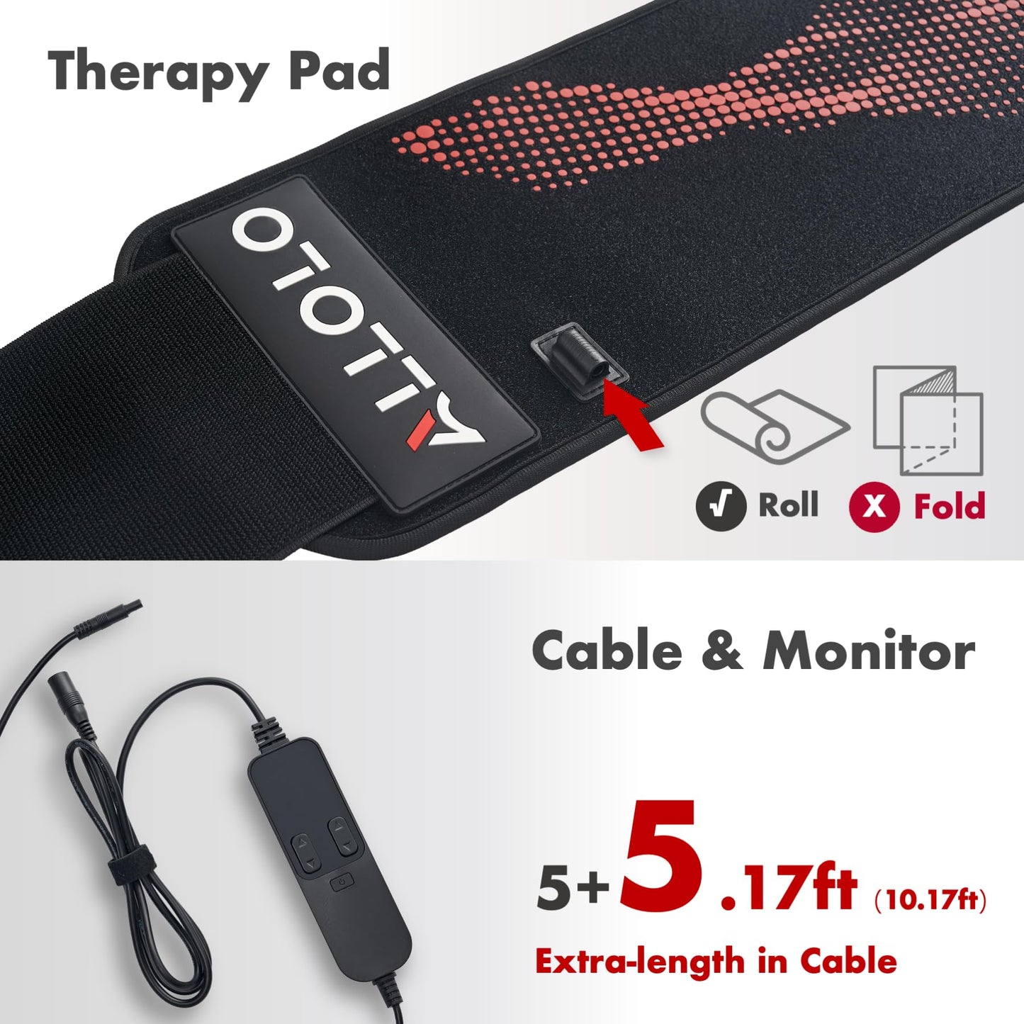 ALLOLO Red Light Therapy for Body, 3 in 1 LEDs Red Light Therapy Belt with Timer Remote Control, 660nm 850nm Infrared Light Therapy Pad for Body Waist Shoulder Knee, 39" x 7.7" Large Area