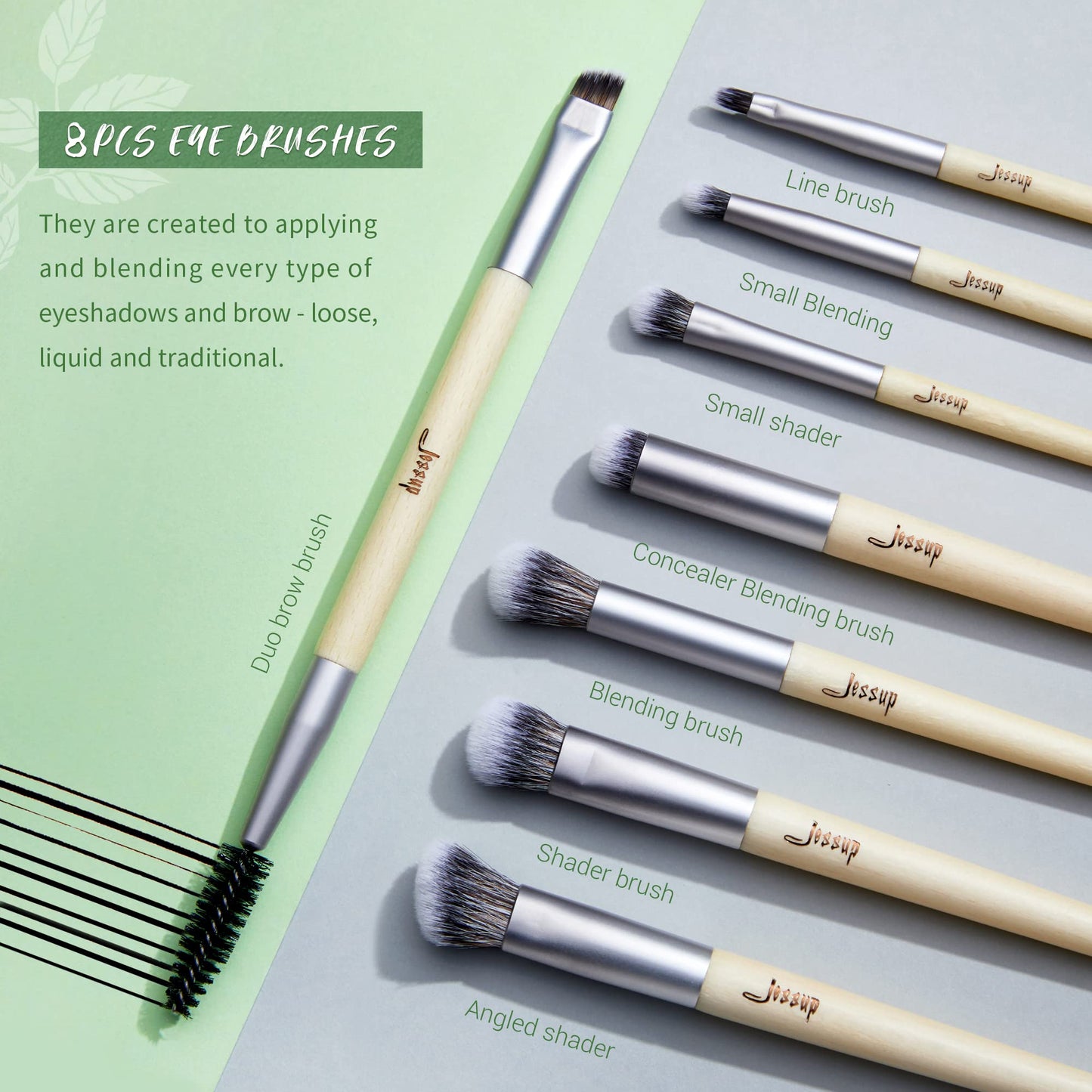 Jessup Vegan Makeup Brushes Set T327 with Makeup Sponge SP013