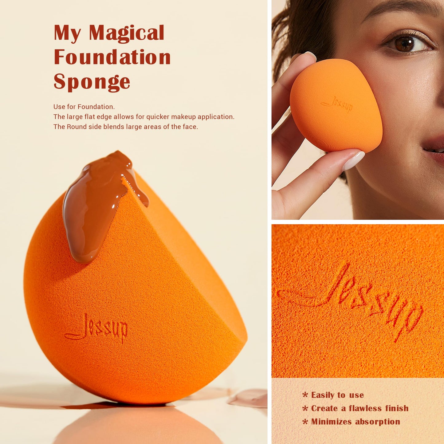 Jessup Vegan Makeup Brushes Set T327 with Makeup Sponge SP013