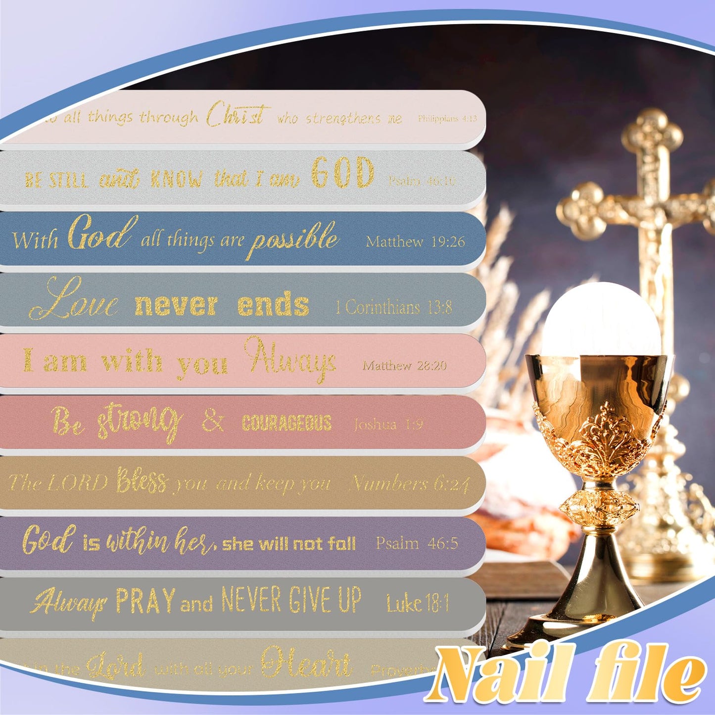 Lanties 50 Pack Christian Gifts Bulk for Women Scripture Mini Nail Files Christian Party Favors Bible Verse Emery Boards Religious Gifts for Teacher Nurse Employee Staff Coworkers Office Supplies