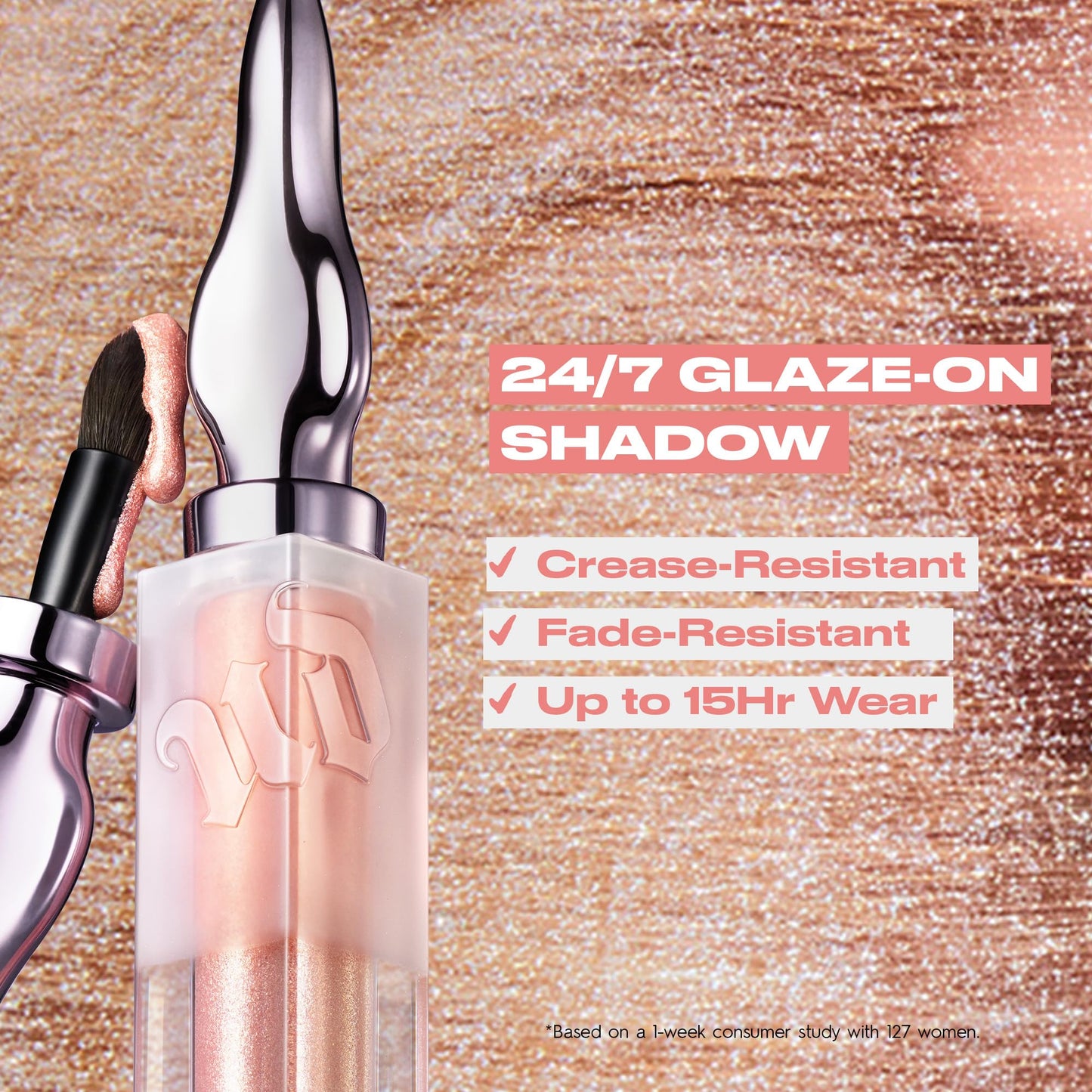 URBAN DECAY 24/7 Glaze-On Liquid Eyeshadow (Sugar Twist - Rose Gold Shimmer), Crease-resistant, Glitter Eye Makeup with Built-in Brush, Smooth Application - 0.1 fl oz