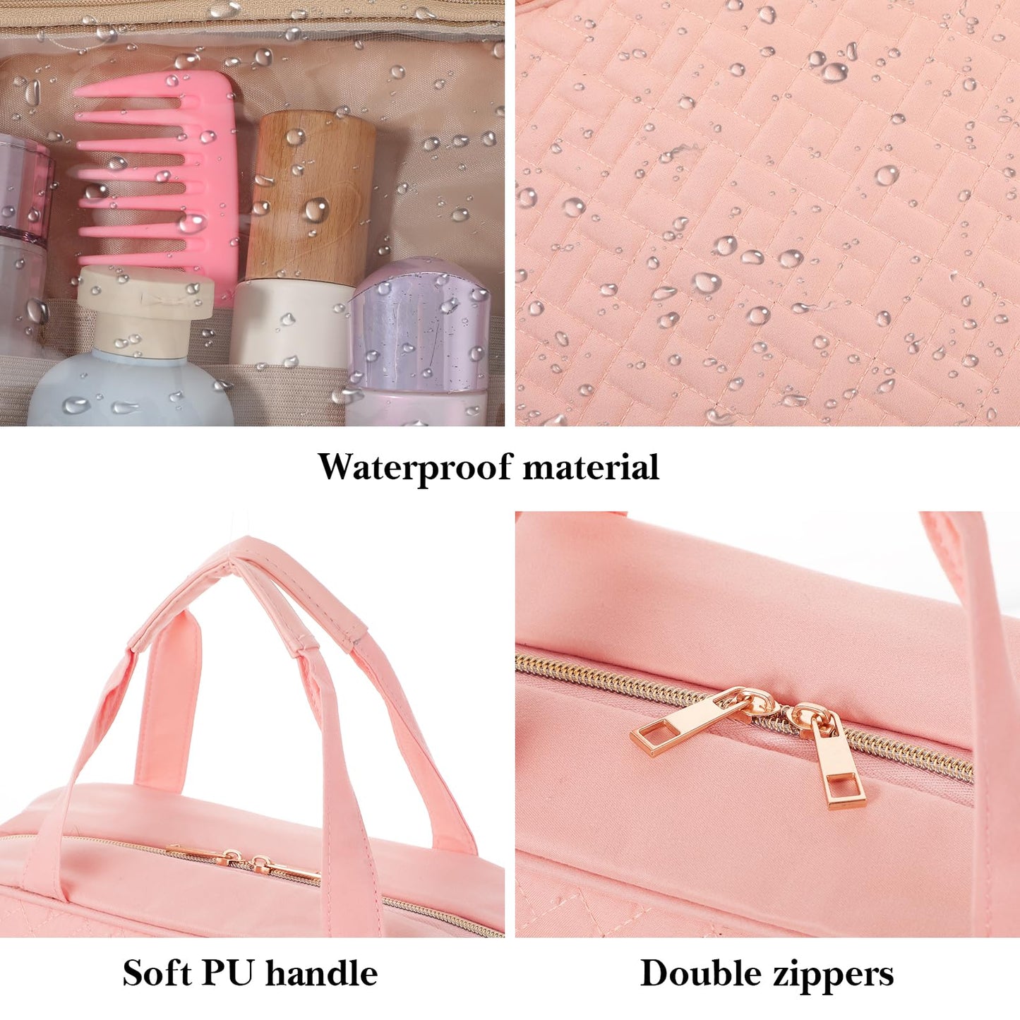 Ckhoid Travel Hanging Toiletry Bag for Women Foldable Makeup Bag with Jewelry Organizer Compartment, PVC Waterproof Cosmetic Travel Bag for Business Camping Bathroom Pink Toiletry Organizer(Pink)