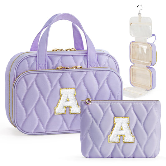 YOOLIFE Travel Toiletry Bag - Hanging Toiletry Bag for Women, Large Capacity Personalized Travel Toiletry Bag and Makeup Bag, Portable Travel Organizer Purple - A