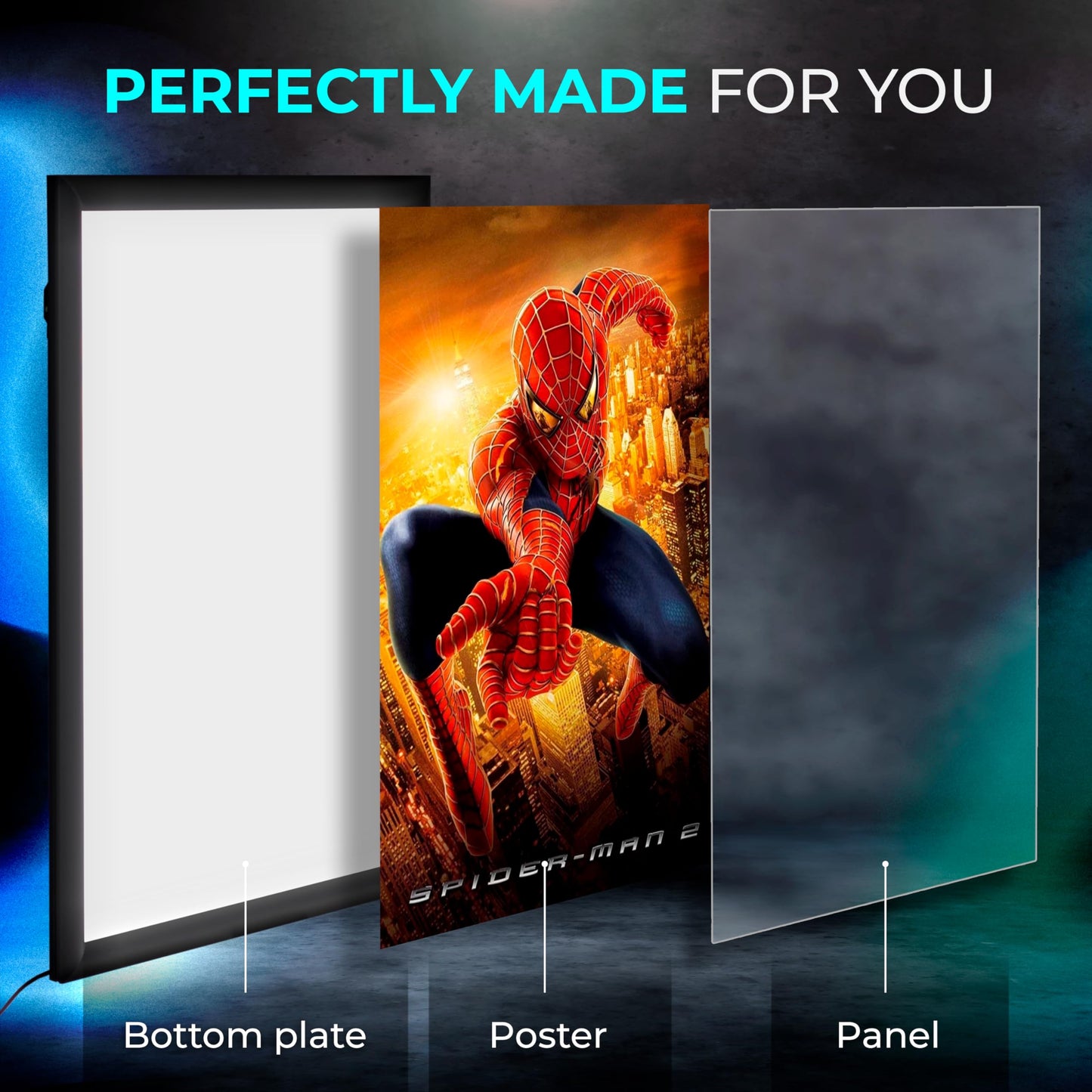NexaFrame LED Backlit Movie Poster Frame - 16 x 24 Black Cinema Box for Posters, Framed Wall Art Lights for Paintings & Pictures, Digital Signage Display, Lighted Theater Advertising Signs, Light Box