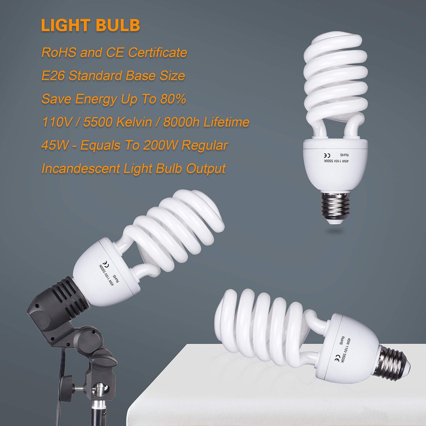 EMART Umbrella Photography Lighting Kit, 200/700W Bulbs, Soft Light Continuous Photographic Reflector Set for Portrait Studio Video Recording, Filming, Podcast