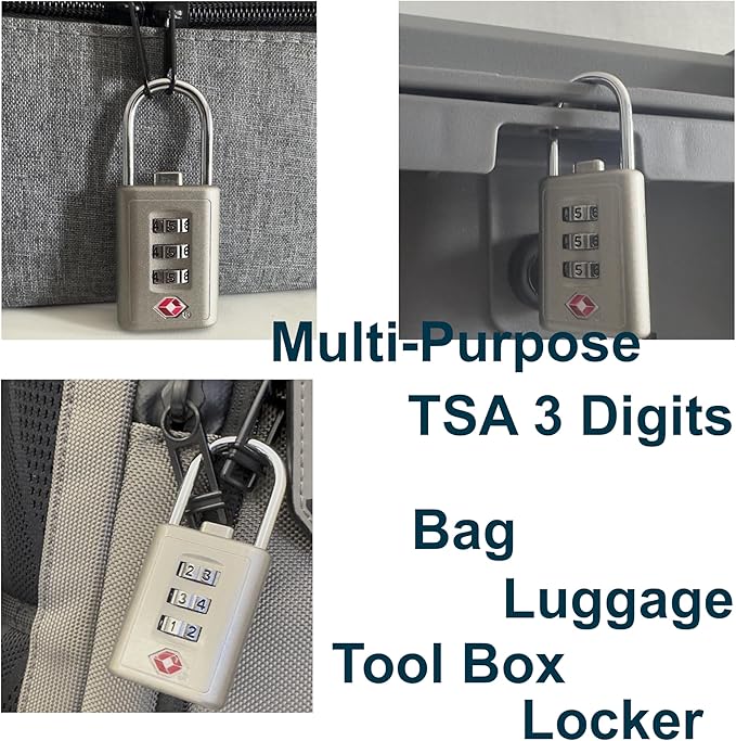 Combination Lock TSA Approved Lock 3 Digit Code Padlock Luggage Lock for Bags, Luggage, Backpacks, Toolboxes, Suitcases, Storage Cabinets (4 Pack)