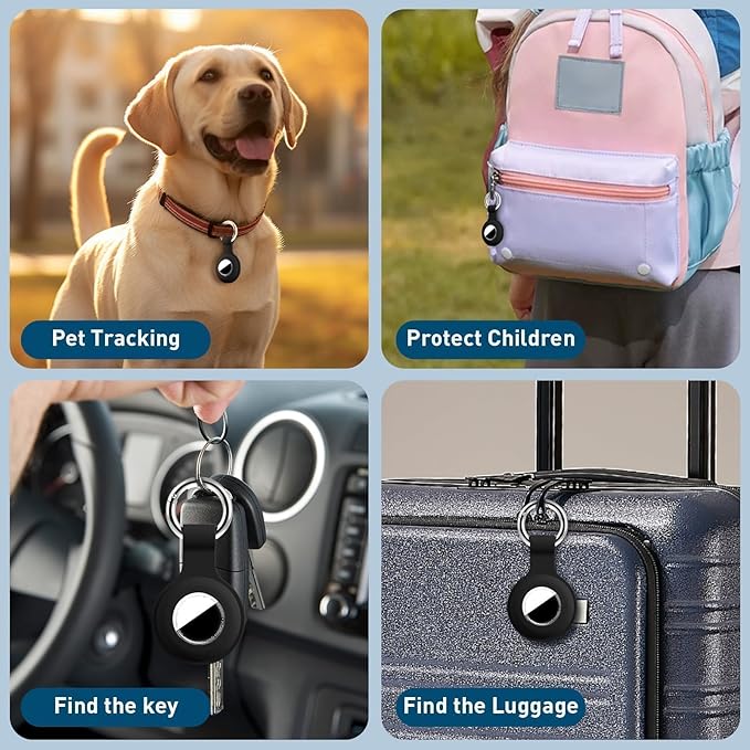 Upgrade Compatible with AirTag Holder Keychain Waterproof Silicone for Air Tag Case with Transparent Shell Key Ring Tags Chain for Apple GPS Item Finders Accessories, Dark Blue