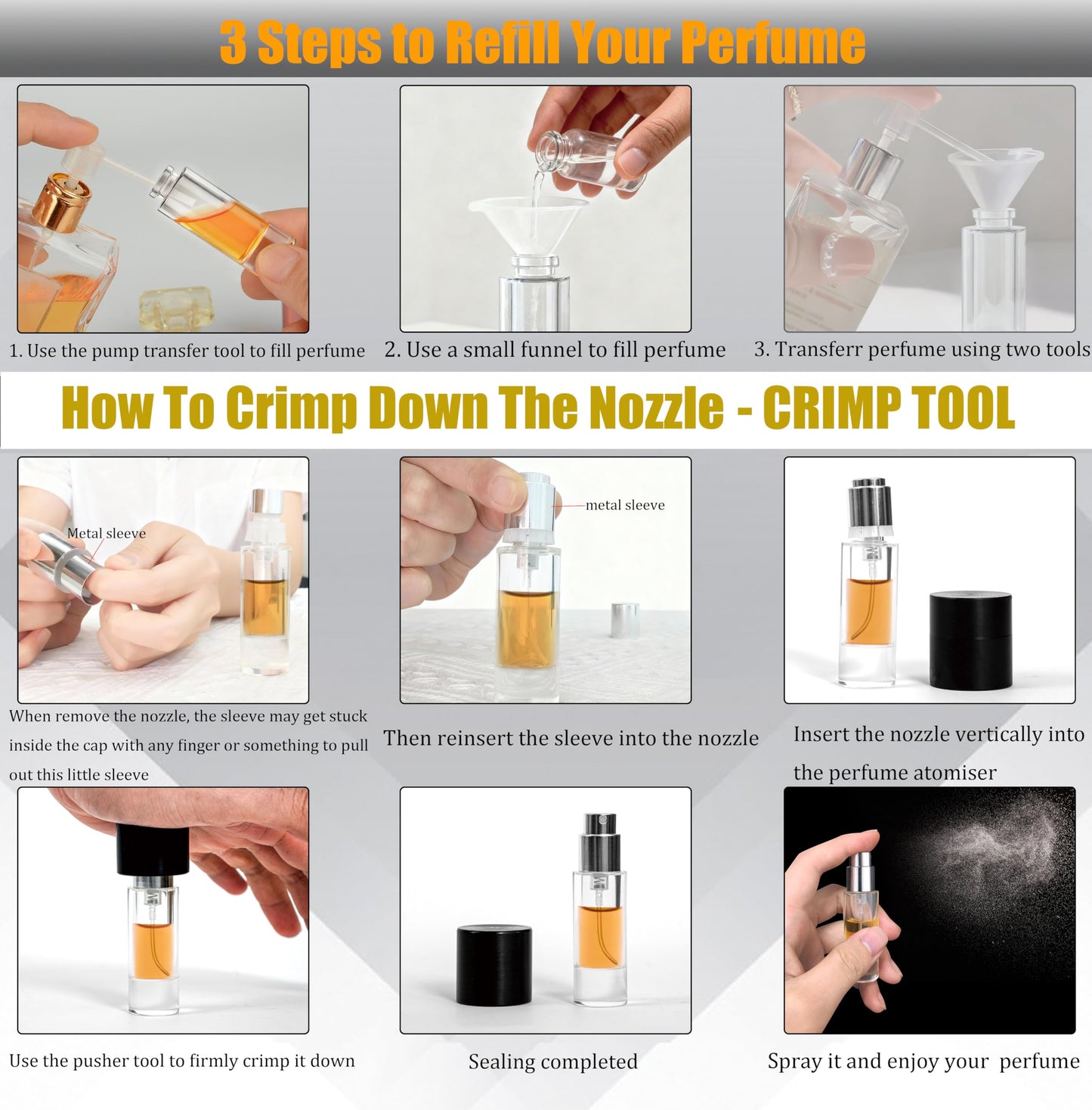 KIT TOWN 5ml Perfume Travel Refillable Bottle Perfume Atomizer, Travel Size Perfume Bottle,10pcs Glass Bayonet Mount Fragrance Atomizers for Trip, Leak-proof Cologne Sprayer Bottles