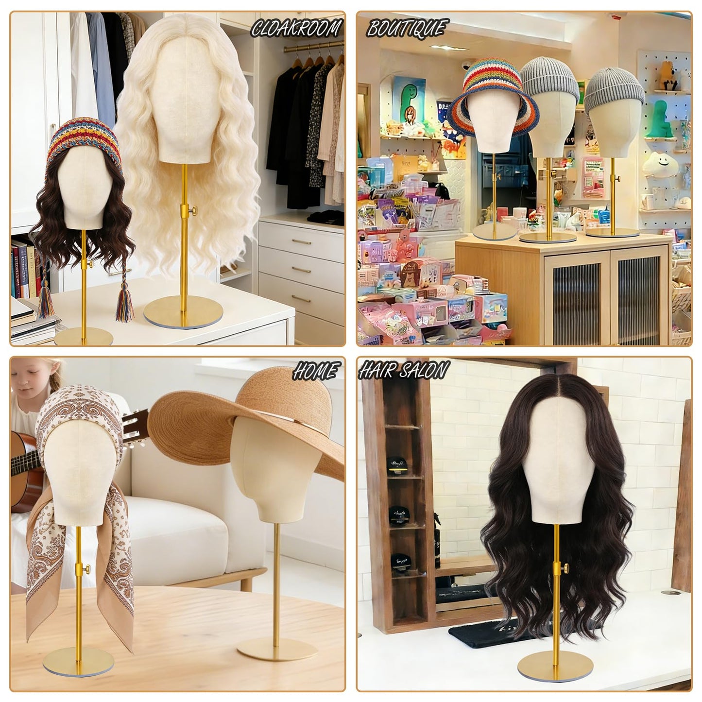 Beauty Star Wig Stand, 22inch Mannequin Head for Wig with Detachable Retractable pole, Canvas Block Wig Head Holder Rack Ideal for Hair Styling, Display Hats, Wig Making, Headdress, Height 18-23Inches