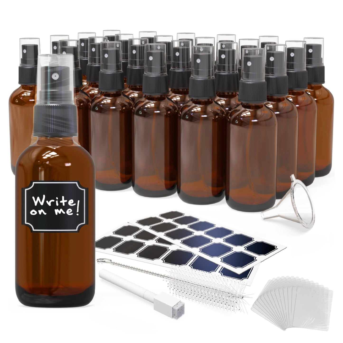 Nevlers Amber Glass Spray Bottles 4 Oz 24 Pack Travel Glass Bottle Sprayer