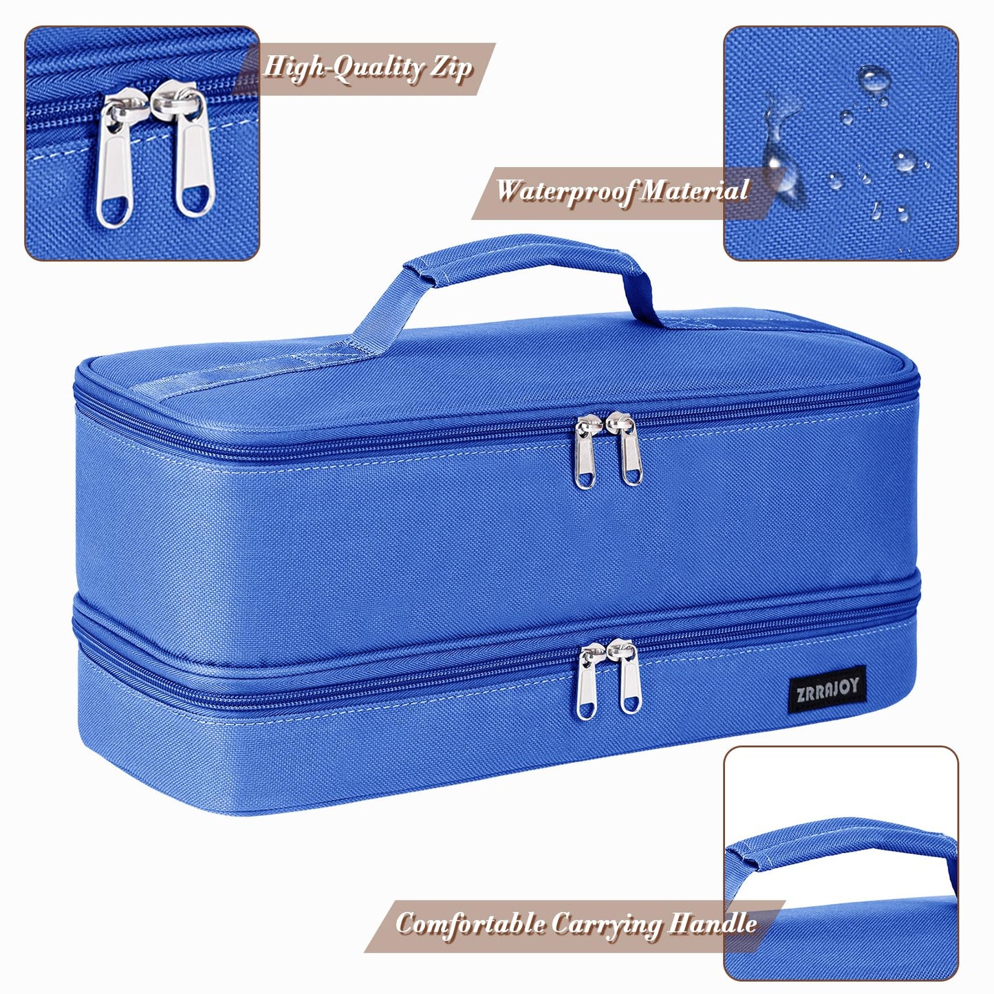 ZRRAJOY Double Layer Storage Case For Shark Flexstyle, Travel Carrying Case For Shark 430/440 Flexstyle, Organizer Bag For Shark Flexstyle/Dyson Airwrap Styler Attachments (Blue)
