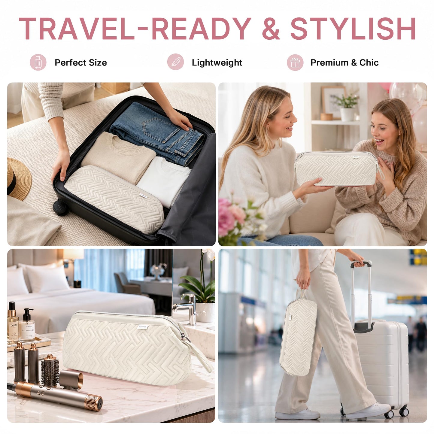 Leudes Hair Tools Travel Bag for Shark Flexstyle Carrying Case Portable Shark Hair Air Wrap Dryer Case Waterproof Dustproof Flat Curling Iron Travel Organizer (Beige)
