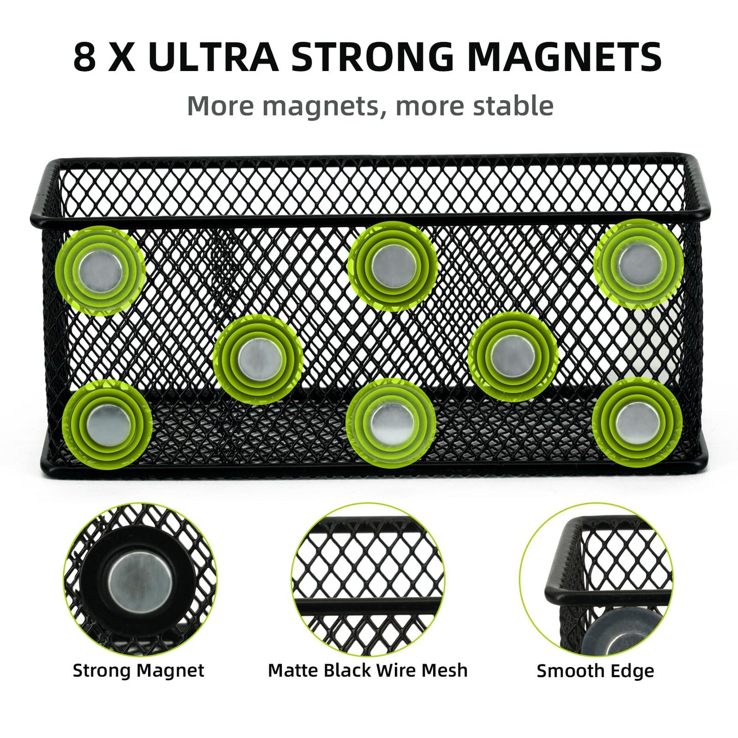 Neudeco Magnetic Locker Organizer, Wire Mesh Storage Baskets, Black