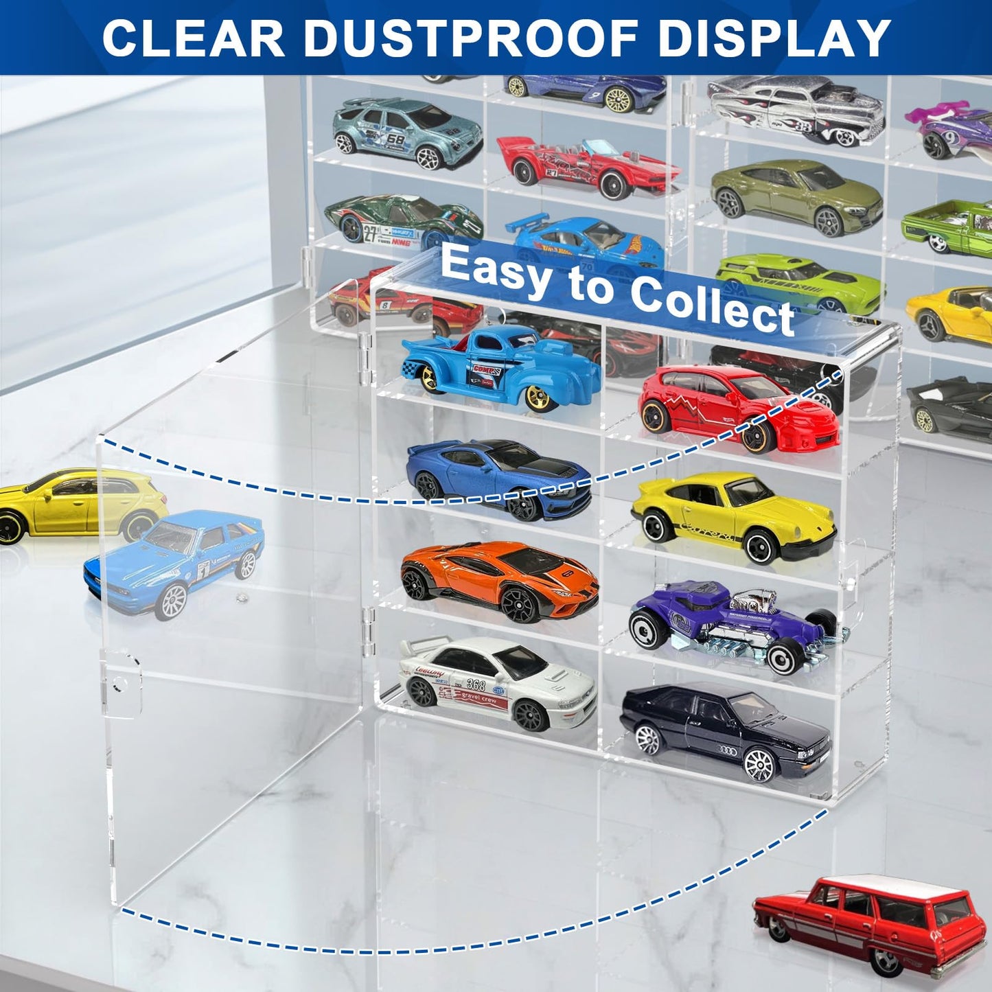 CHONOVO Clear 1/64 Toy Car Display Case for Matchbox Hot Wheels Car, 4 Pack