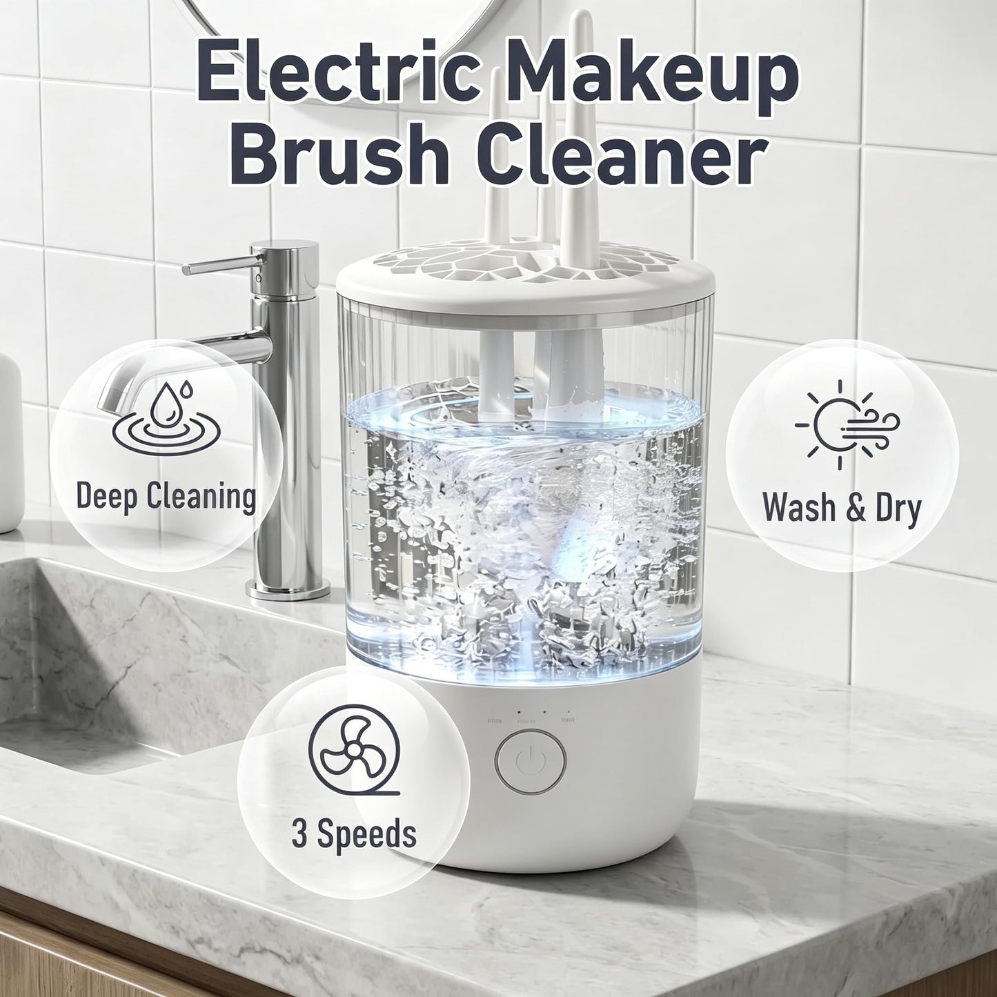 BomCot Electric Makeup Brush Cleaning Machine, Automatic Makeup Brushes Cleaner Suitable for Various Makeup Brushes & Tools
