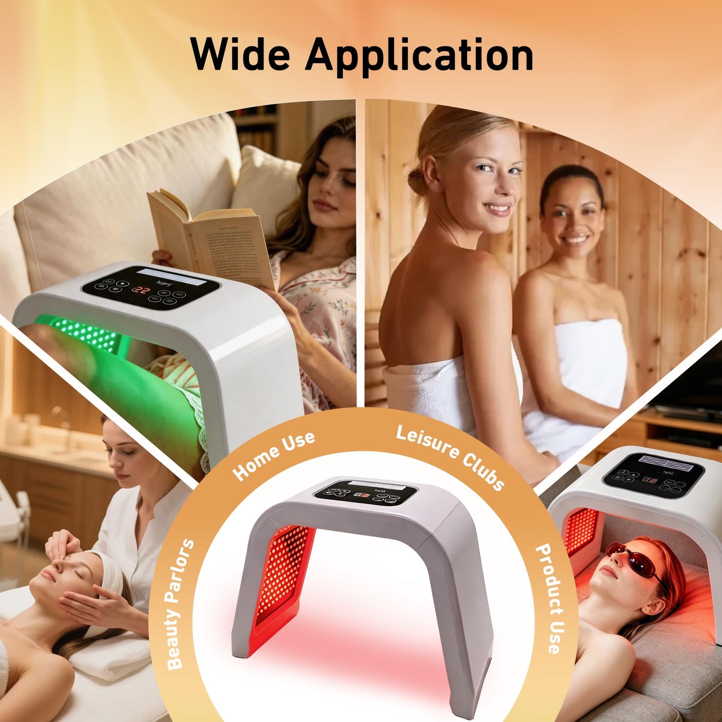 BEICNWOD Light Mask - 7 Color Photon Facial Device for Skin Care, Red & Blue Light for Face, Neck & Body, Rechargeable Home Use