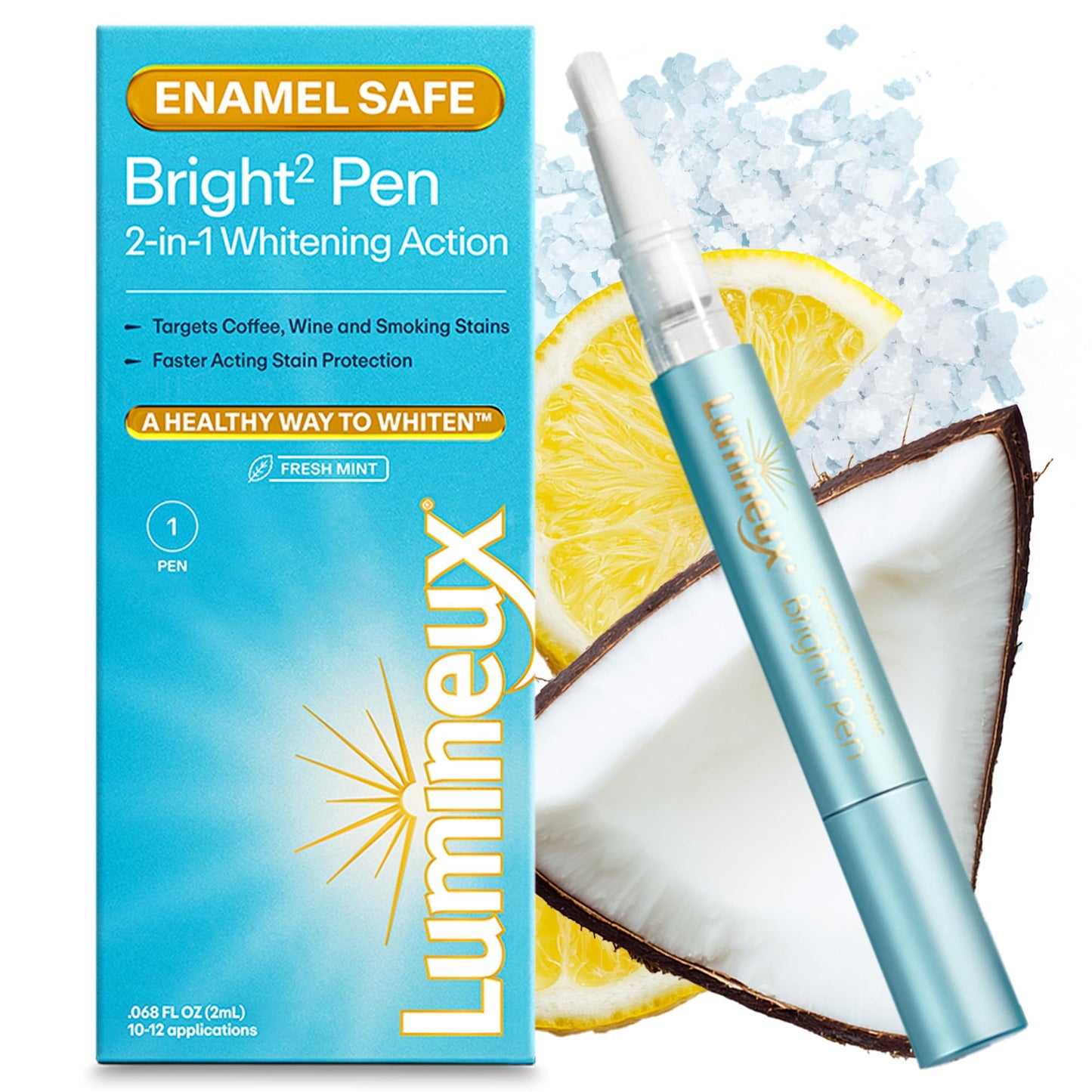 Lumineux 2-in-1 Whitening Pen Enamel Safe and Clinically Proven to Whiten Without The Sensitivity - Removes Coffee, Tea, and Smoking Stains