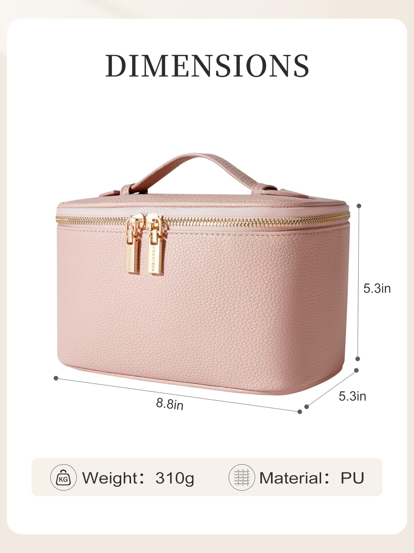 Camdeez Cosmetic Bag,ROWNYEON Makeup Bag,Portable Makeup Train Case,Travel Toiletry Bag Case Organizer for Women,Pink