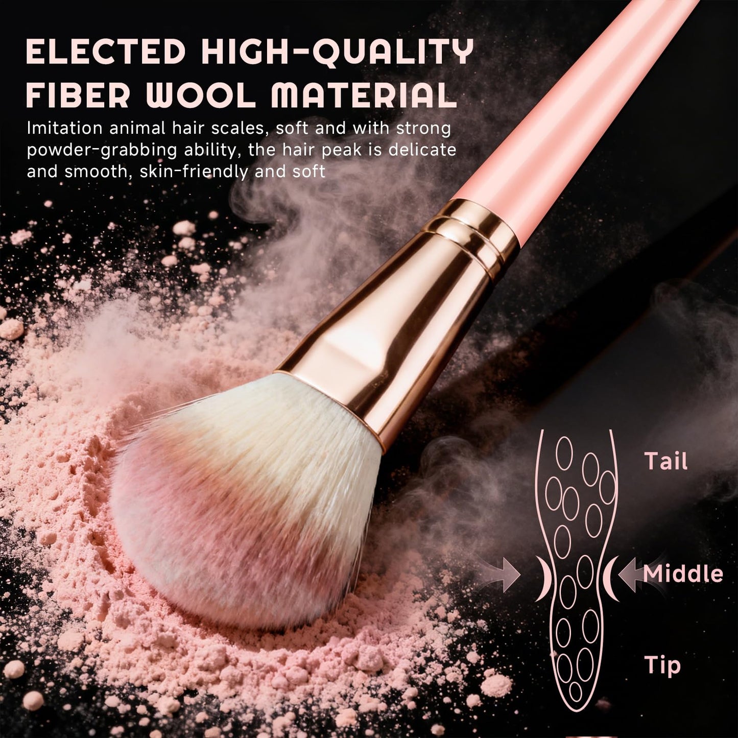 CLRDZN 70Pcs Makeup Brushes Set, Pink Professional Makeup Brush Set Multi-functional Makeup Brush Kit, Eye and Face Makeup Brushes & Tools, Premium Synthetic Facial Makeup Accessories