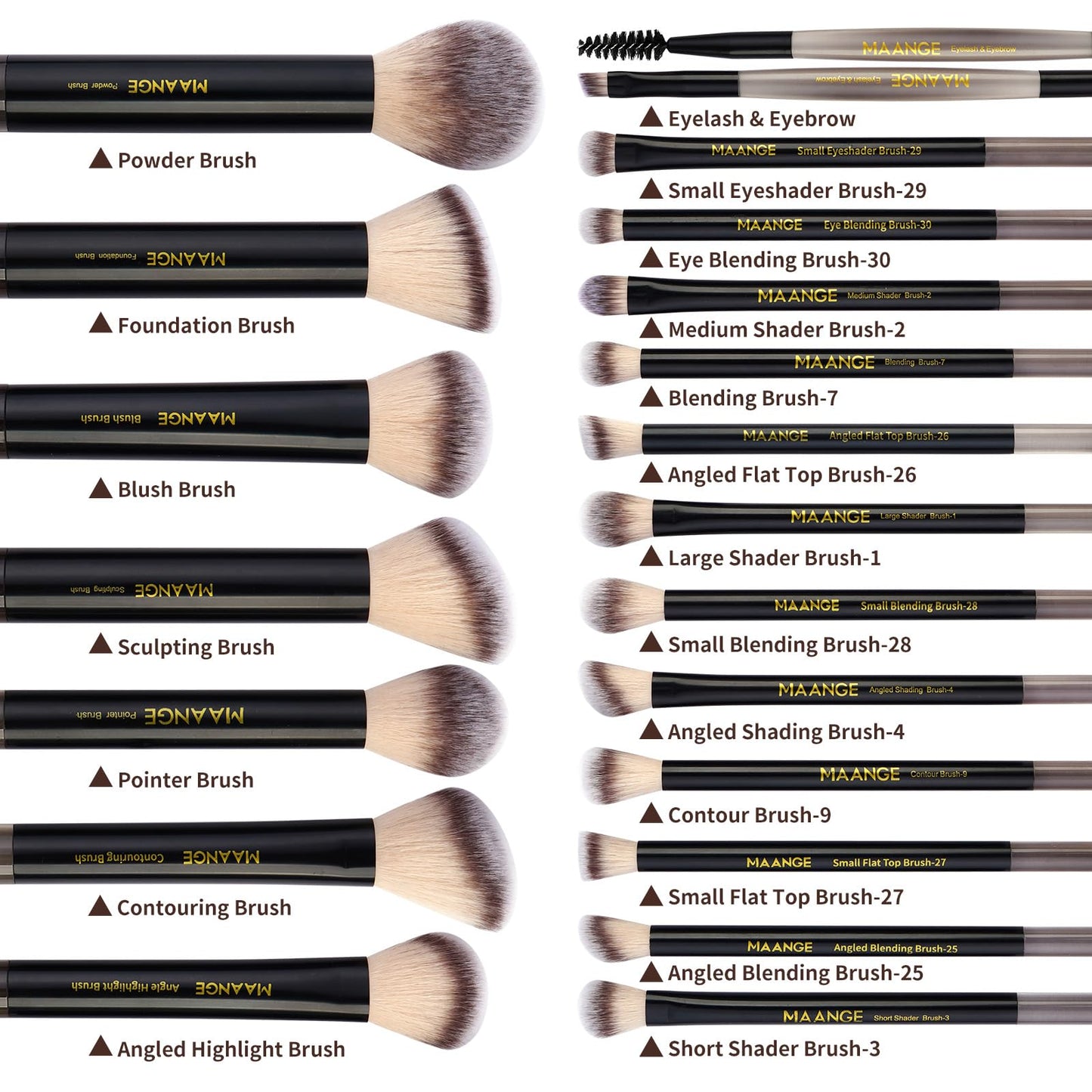MAANGE Makeup Brushes 30 Pcs Makeup Kit, Multi-functional Makeup Tool Set with 20 Pcs Makeup Brush Foundation Brush Make up Brushes Set with Bag,Black