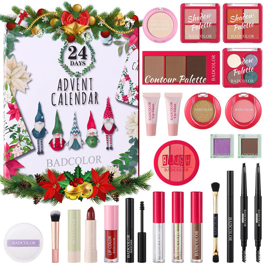 Makeup Advent Calendar 2025, 24 Days Christmas Countdown Calendar Surprise Gift Kit, Xmas Holiday Festival Cosmetic Starter Makeup Set with 24 Beauty Boxes for Women Girls Teens